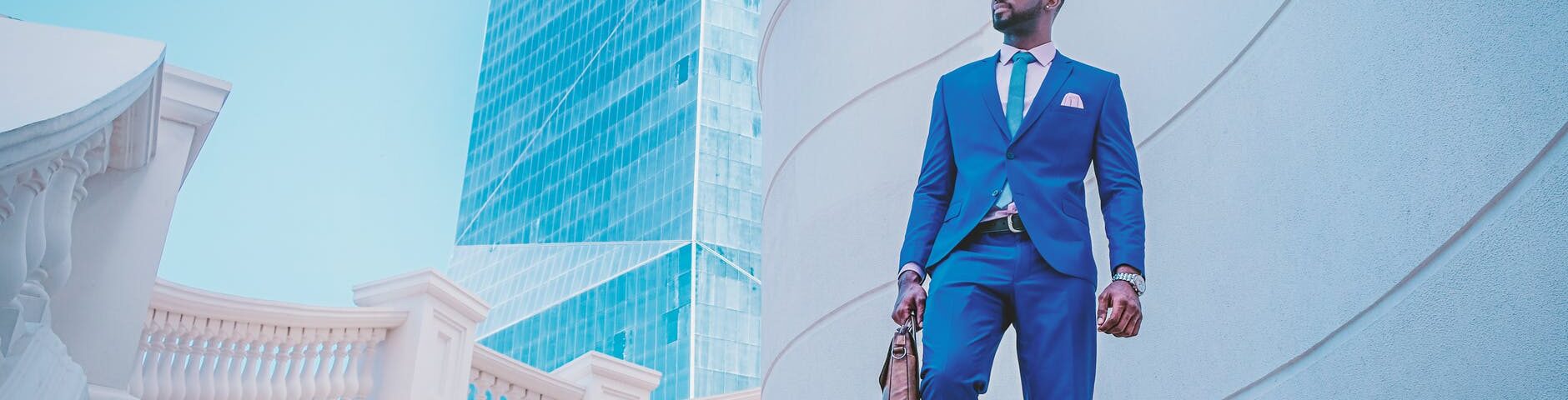 man in blue suit