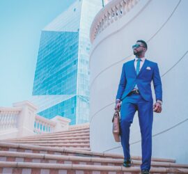 man in blue suit