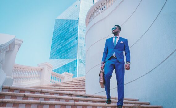 man in blue suit
