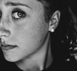 grayscale photo of a woman