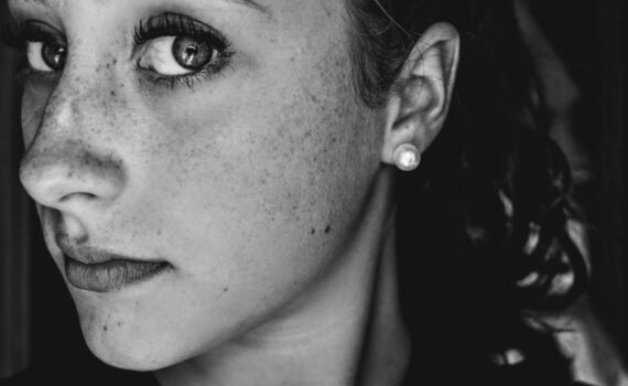 grayscale photo of a woman
