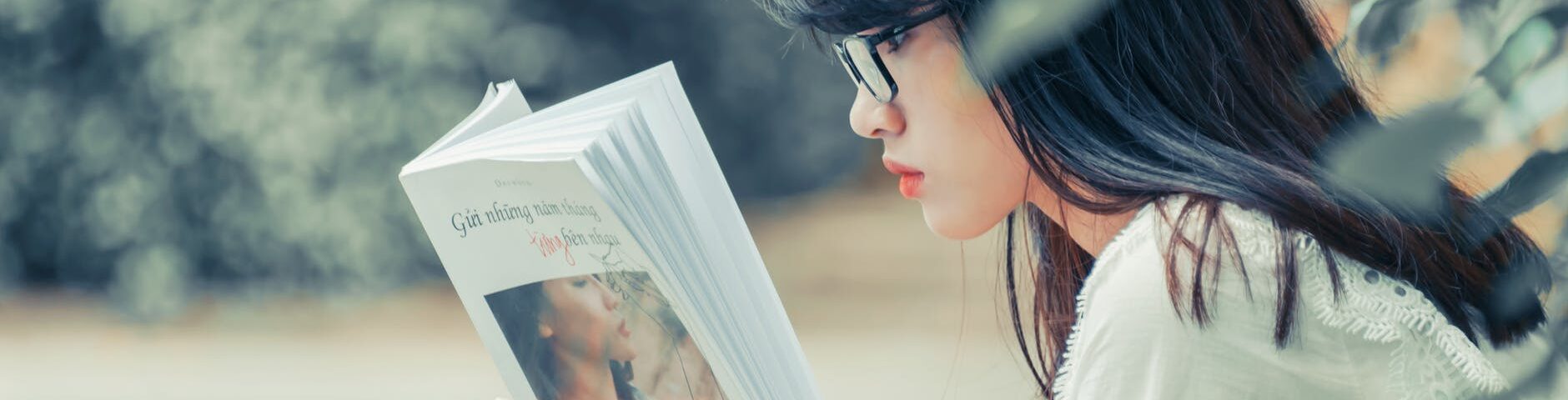 woman reading book
