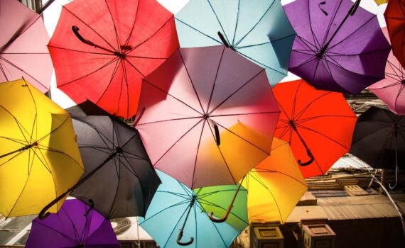 assorted color umbrellas