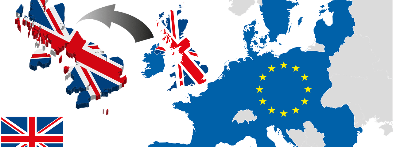 A graphic illustrative of Brexit where the UK is yeeting itself from the continent.