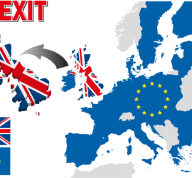 A graphic illustrative of Brexit where the UK is yeeting itself from the continent.
