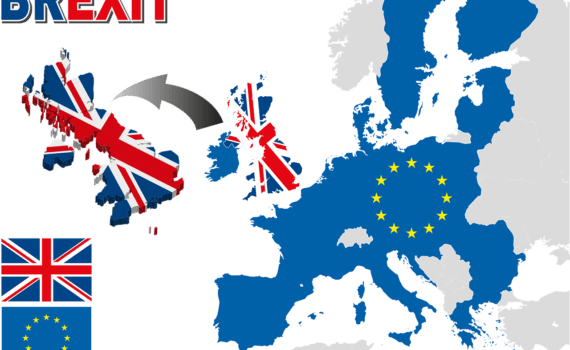 A graphic illustrative of Brexit where the UK is yeeting itself from the continent.